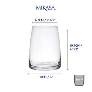 Mikasa Palermo 4-Piece Stemless Wine Glass Set, 350ml