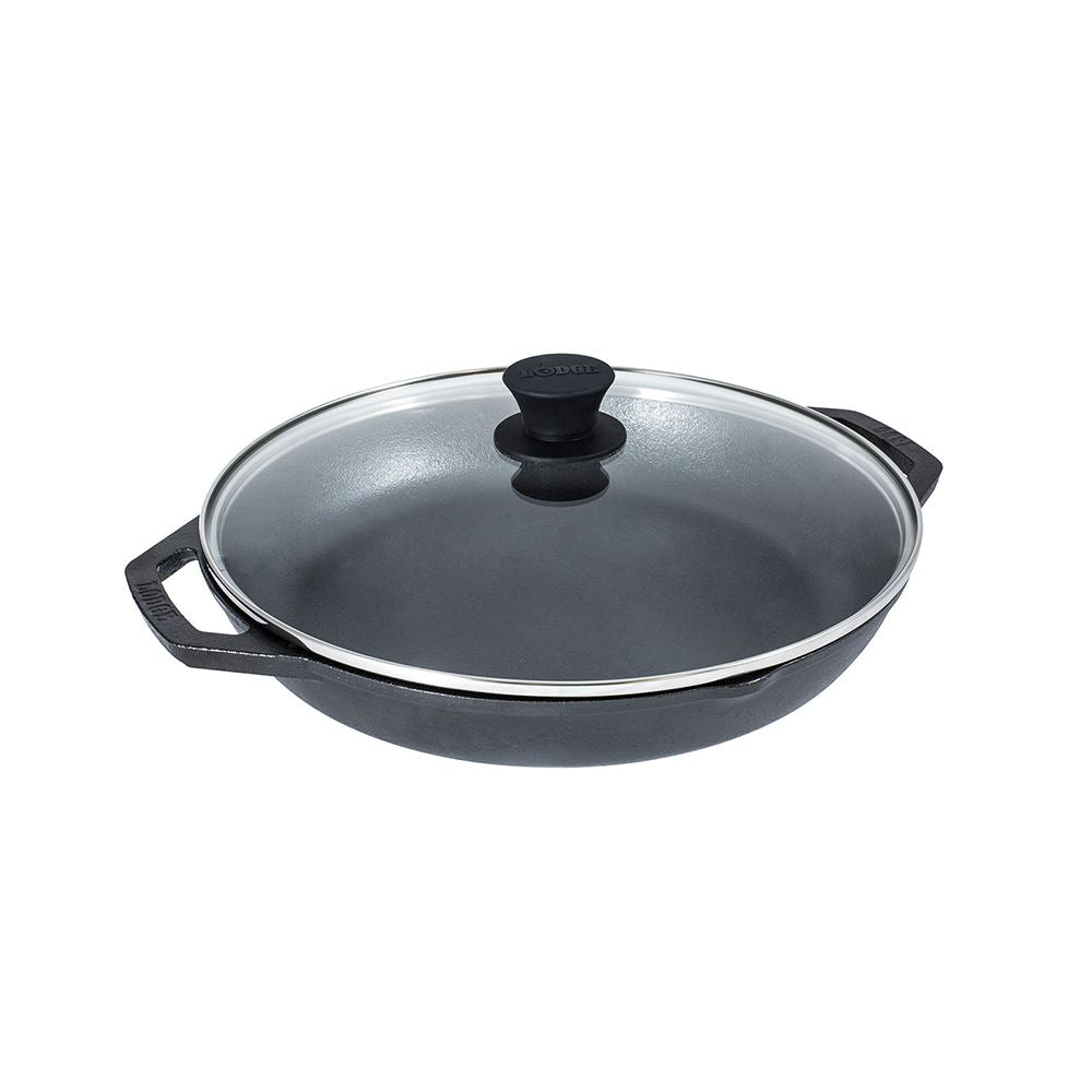 Lodge 12 Inch Everyday Chef Pan Loop Handles Tempered Glass Lid