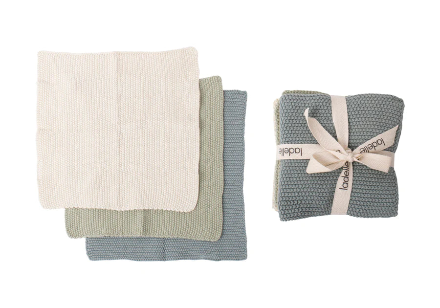Ladelle Eco Knitted 3pk Dishcloth - Sage