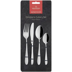 Grunwerg Windsor 18/0 4 Piece Childs Cutlery Set - Carded