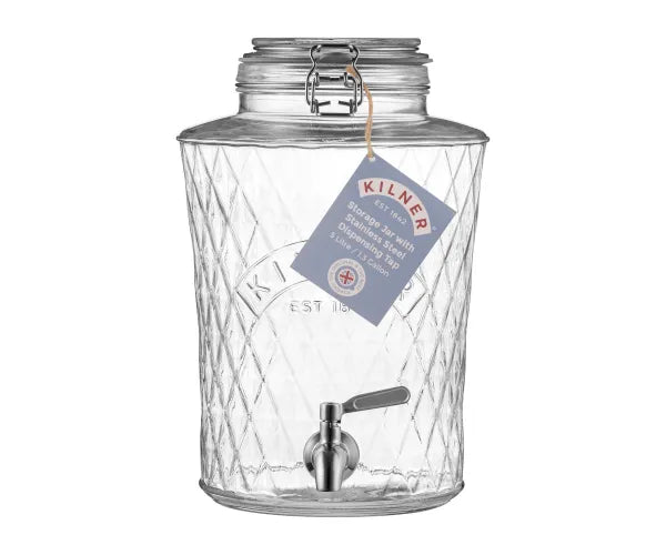 Kilner Clip Top Diamond Dispenser 5 Litre Ss Tap