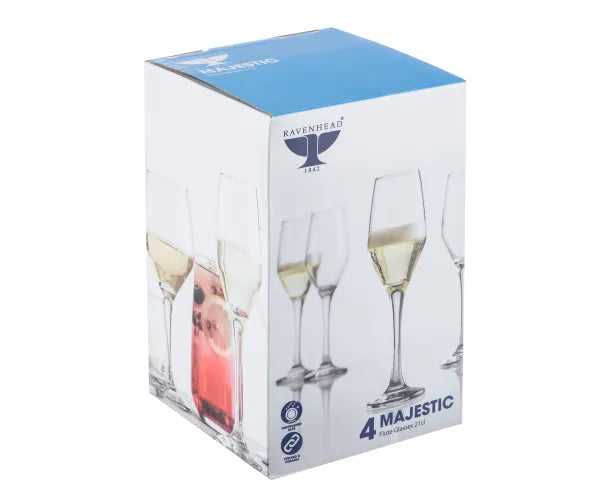 Majestic Set Of 4 Flute Glasses 21cl