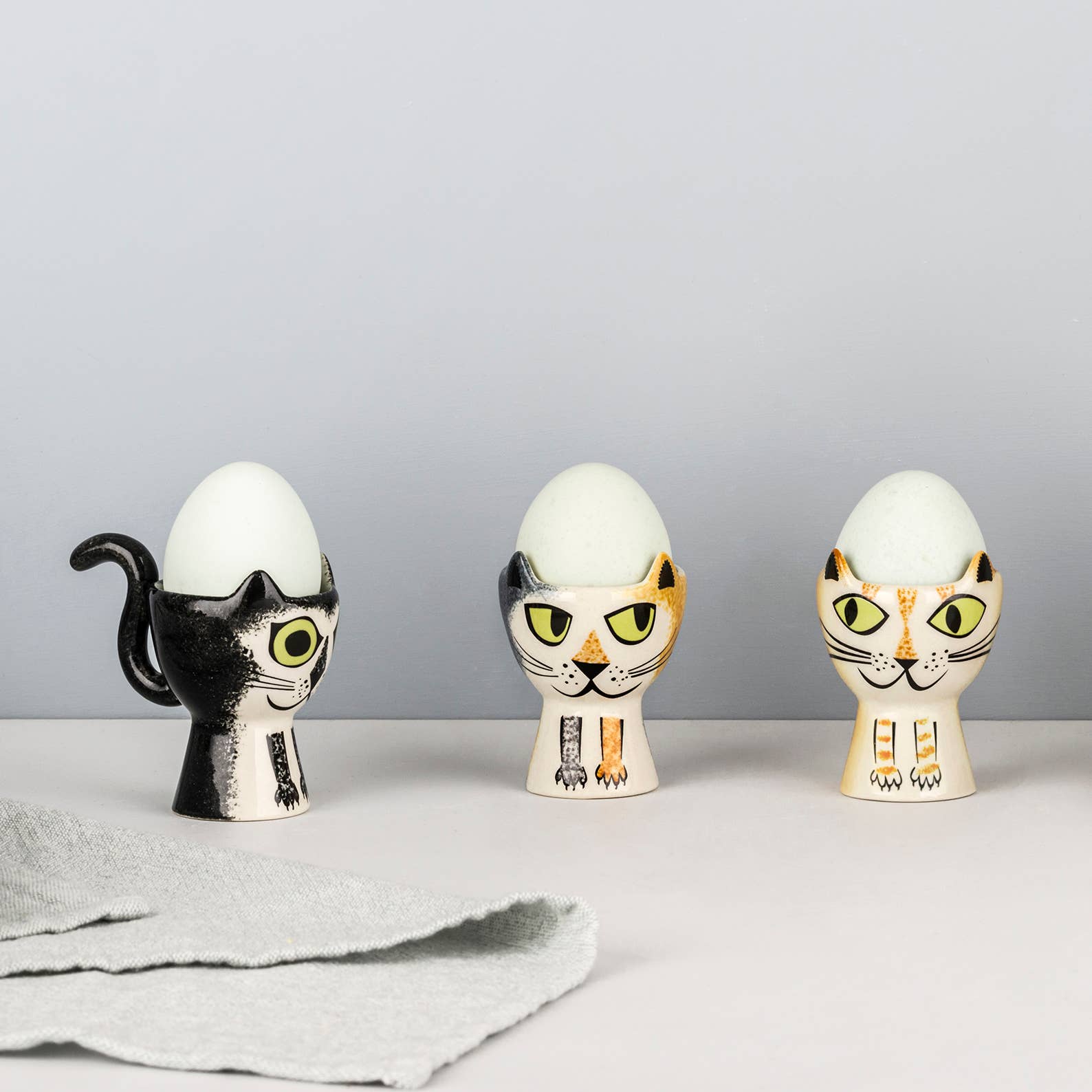 Hannah Turner Black and White Cat Egg Cup