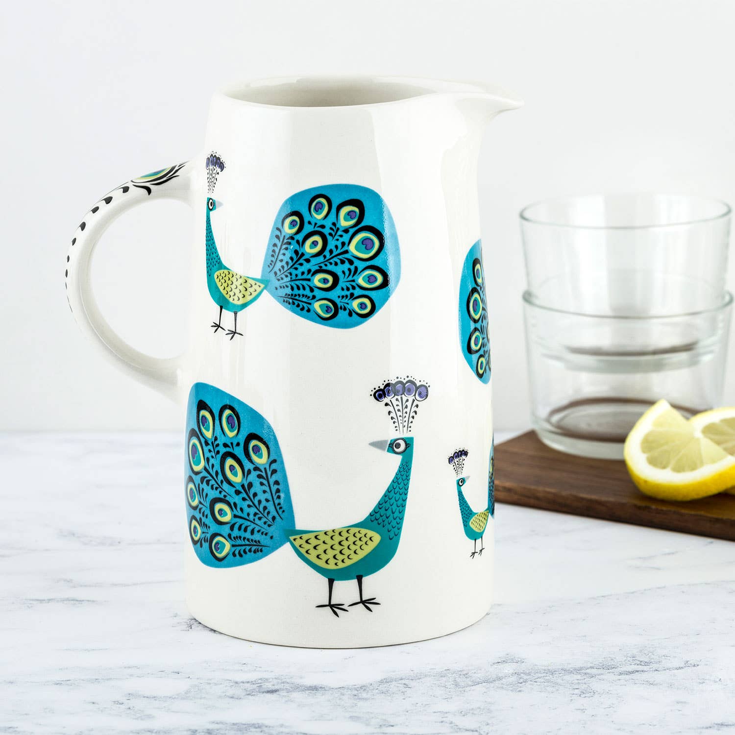 Hannah Turner Handmade Ceramic Peacock Tall Jug