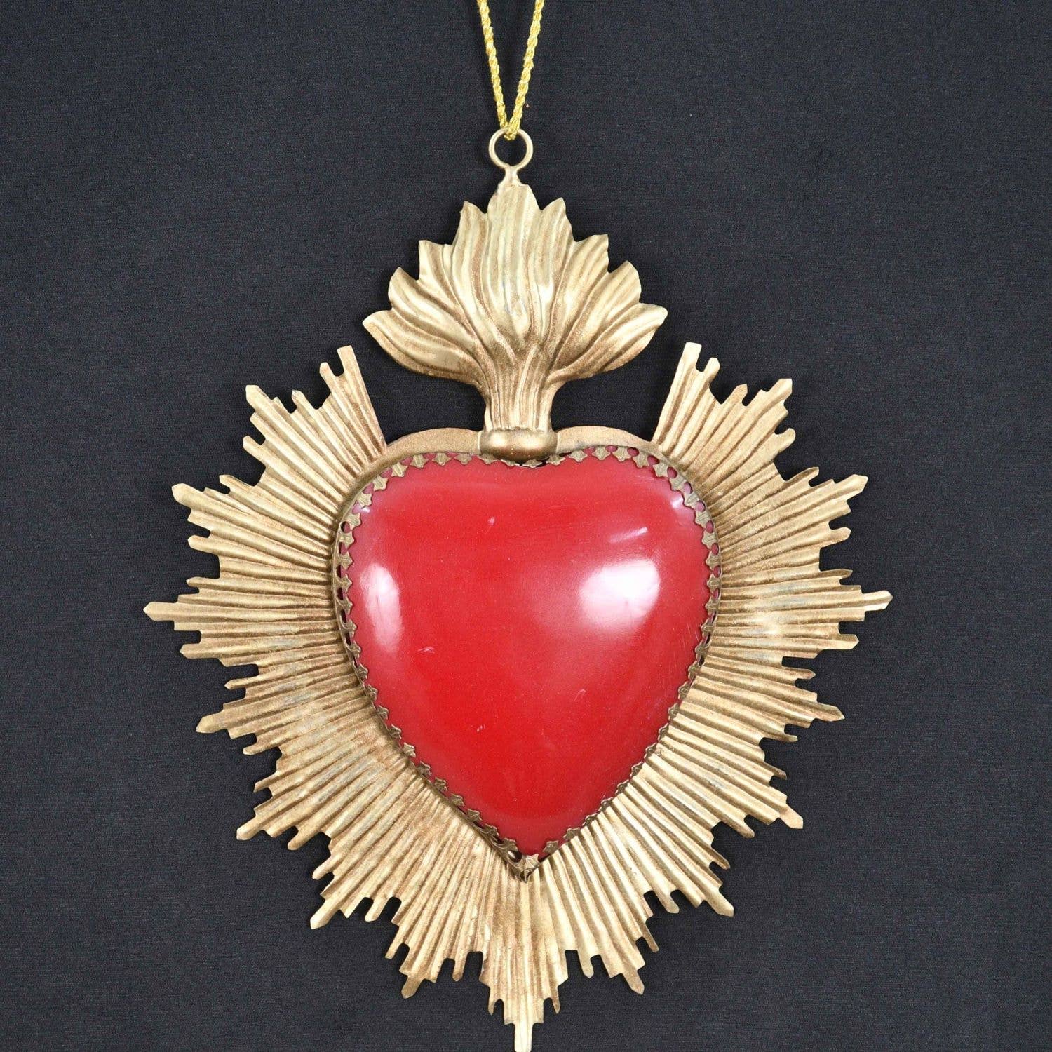 Lila Rasa Flaming Red Ex-Voto Heart Wall Hanging Ornament