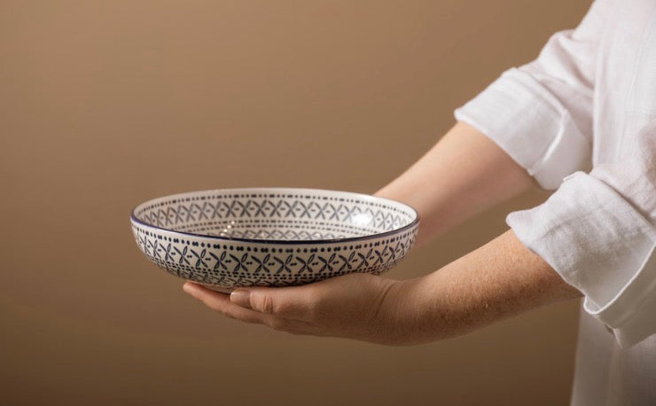 Mikasa Blue Mediterranean Stoneware Bowl, 900ml, 21 x 5cm