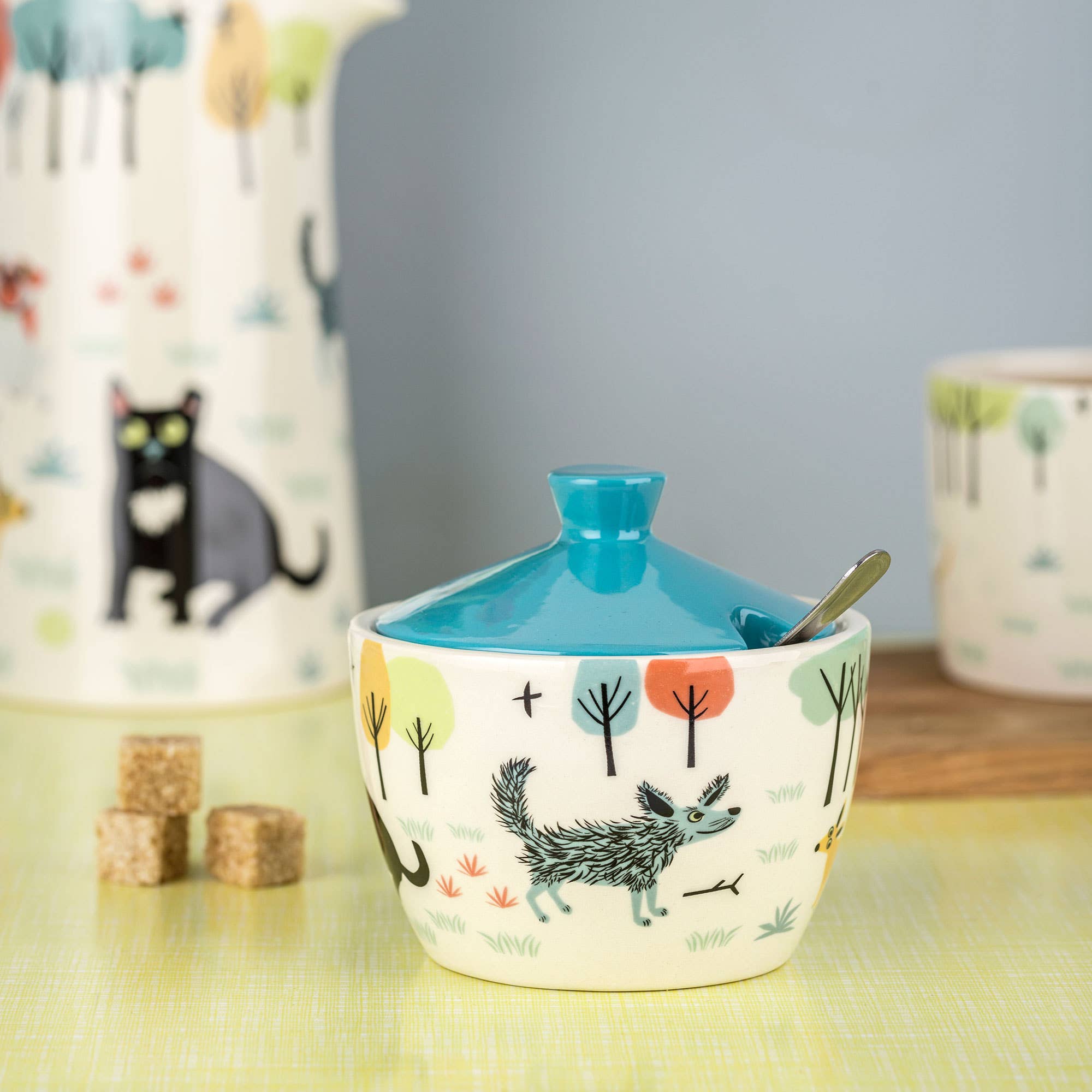 Hannah Turner Handmade Ceramic Dog Sugar Pot with Lid