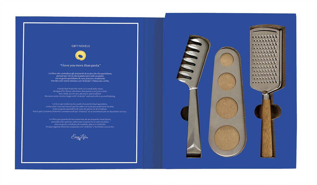 3-piece Pasta Set - Portioner + Grater + Tongs In Gift Novel Gift Box