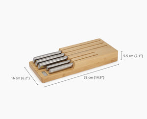 Joseph Joseph Elevate™ Steel Knife Set with In-drawer Bamboo Storage Tray