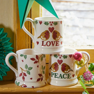 Emma Brigdewater Christmas Joy Set Of 2 1/2 Pint Mugs Boxed