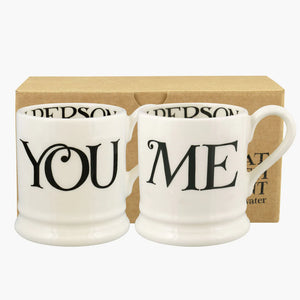 Emma Bridgewater Black Toast You & Me Set Of 2 1/2 Pint Mugs