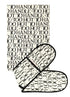 Emma Bridgewater NEW Black Toast Double Oven Glove & Tea Towel Set