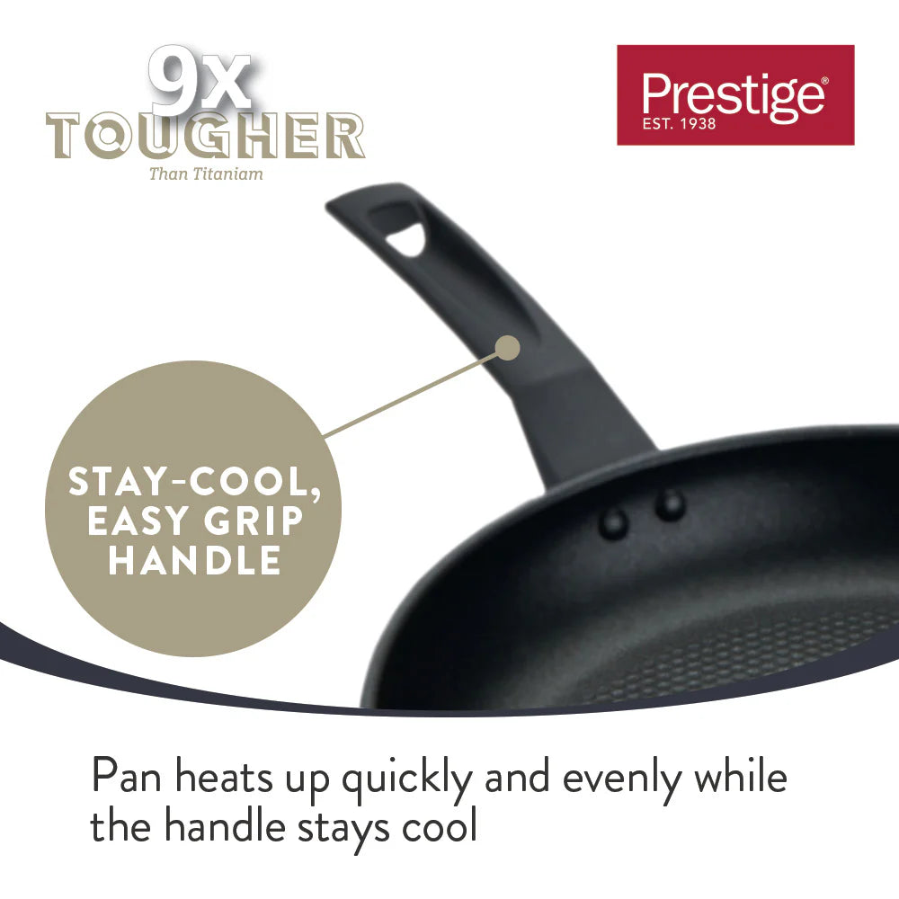 Prestige 9 X Tougher: Non-Stick Egg Poacher Frying Pan & Lid - 20cm