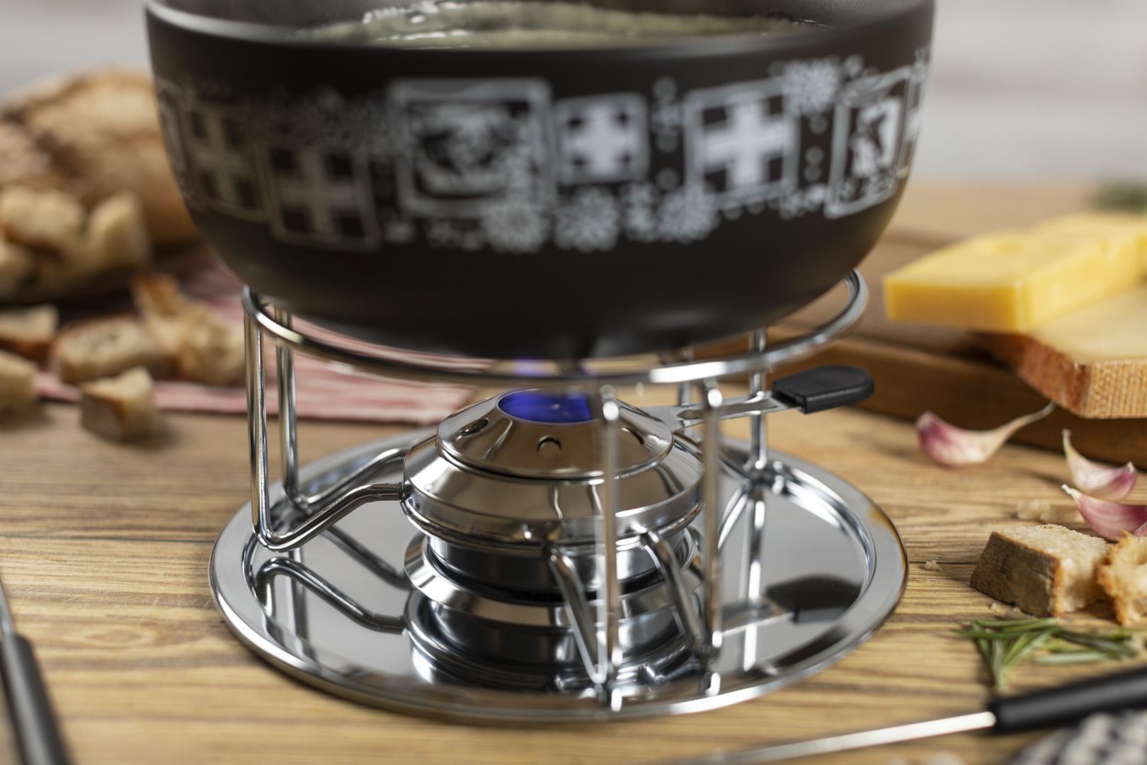 Kuhn Rikon Cheese Fondue Set Swiss Black 23cm