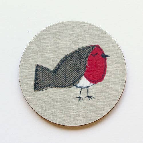 Christmas robin individual coaster