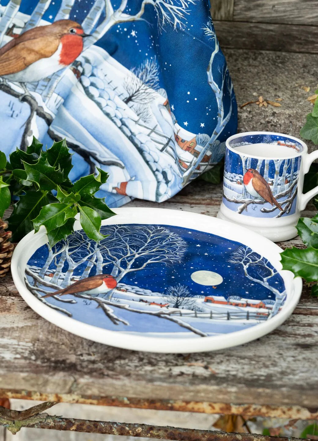 Emma Bridgewater New Midnight Robin Flat Serving Plate