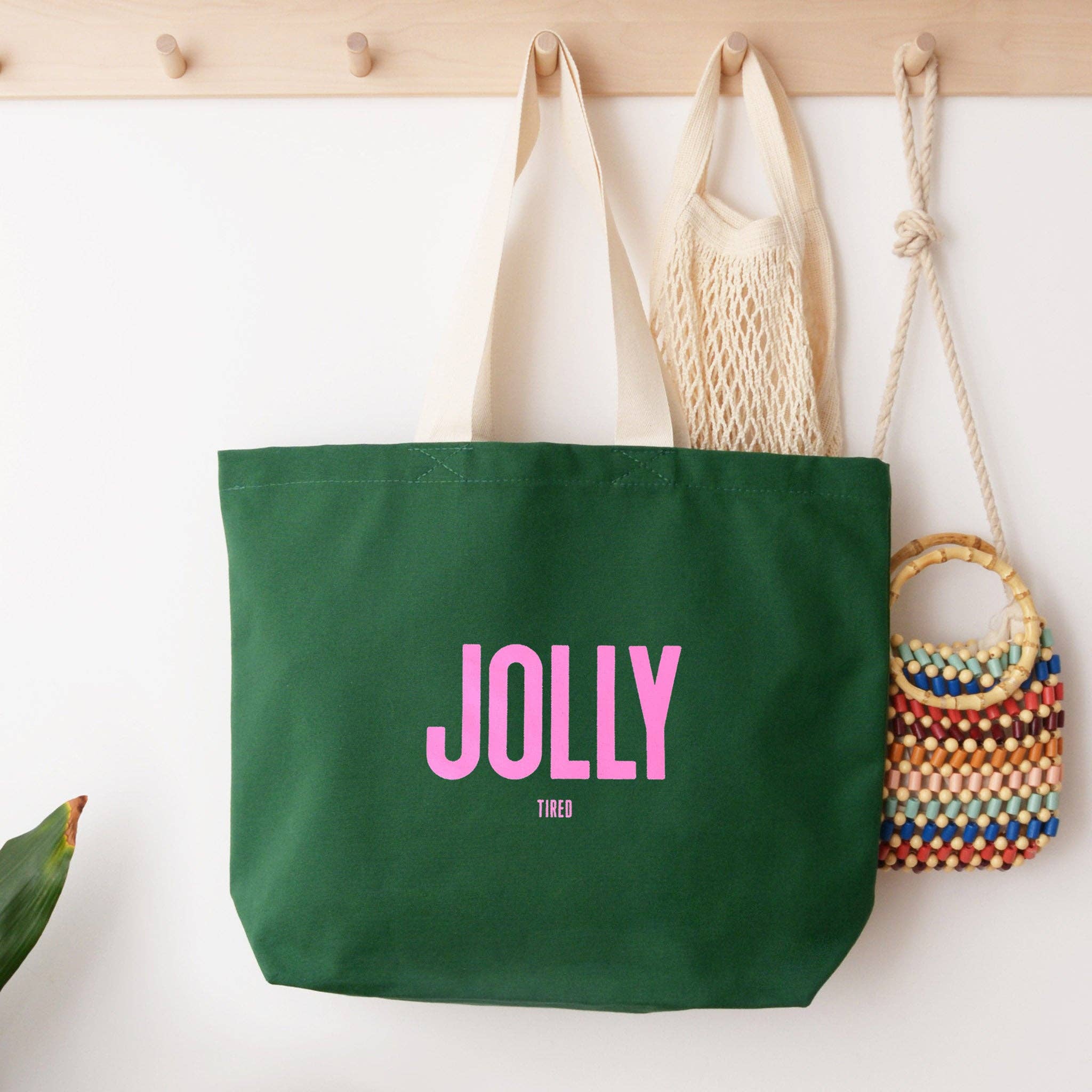 Alphabet Bags Jolly (Tired) - Forest Green Tote Bag