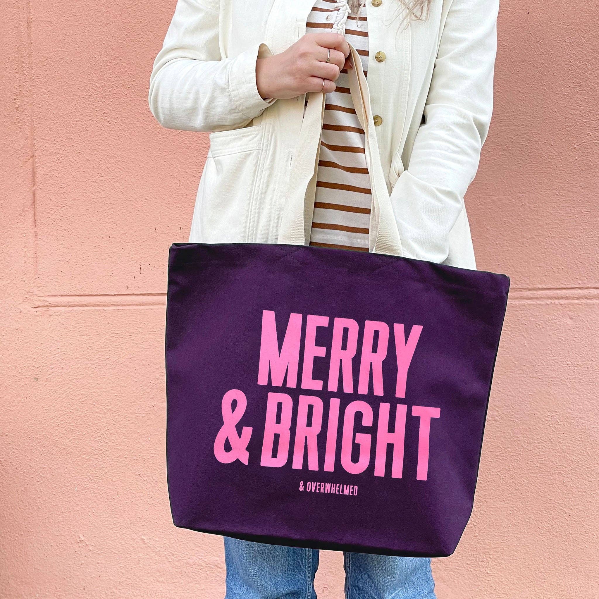 Alphabet Bags Merry & Bright (& Overwhelmed) - Plum Tote Bag