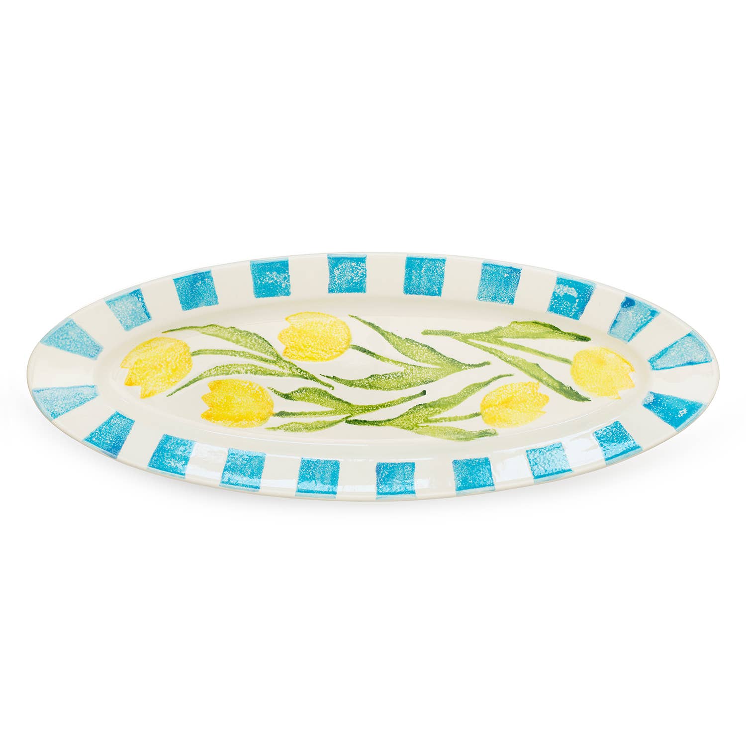 Blisshome Tulips XL Oval Rimmed Platter 57cm
