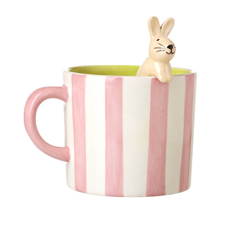 Heaven Sends Pink Stripe Rabbit Mug