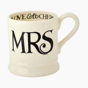 Emma Bridgewater Black Toast 'Mrs & Mrs' Set of 2 1/2 Pint Mugs Boxed