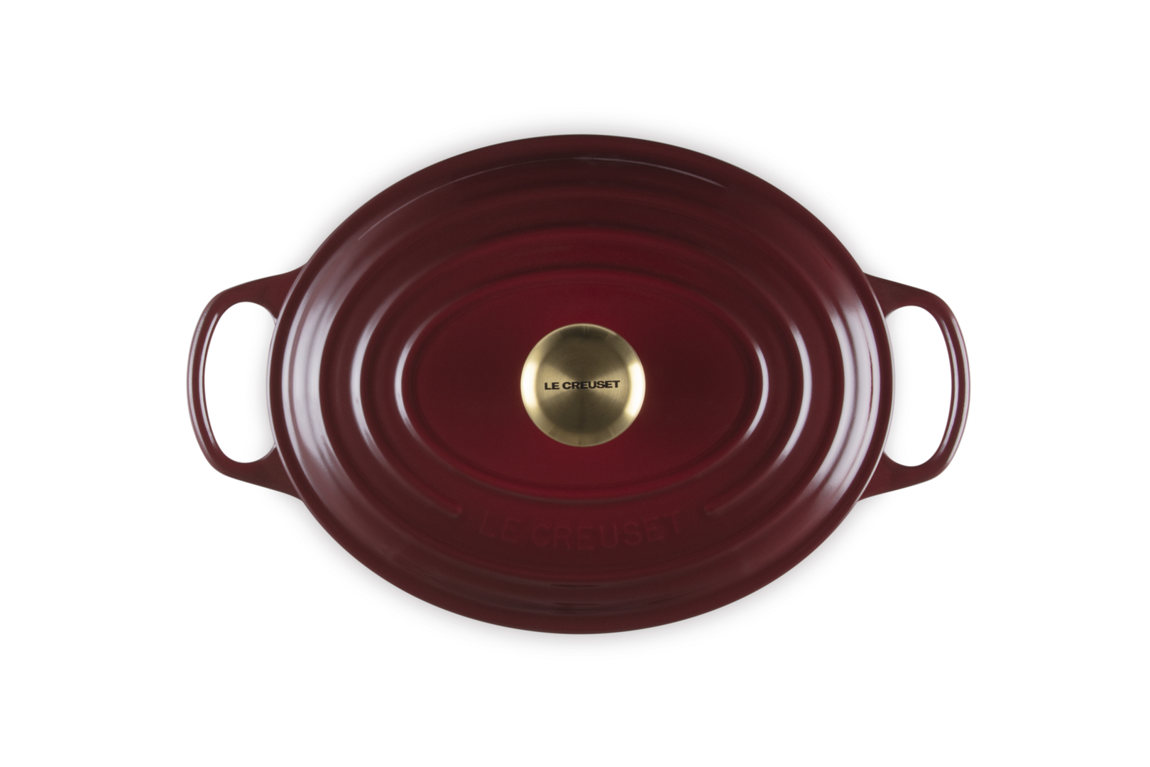 Le Creuset Cast Iron Oval Casserole 29cm with Gold Knob, Garnet