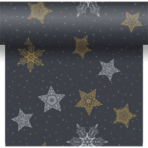 Dunicel® Table Runner  3 in 1 0,4 x 4,8 m Snowstars Black