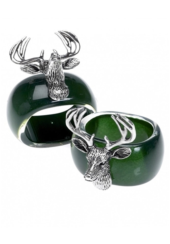 Orchid Design Pair of Stag Napkin Rings