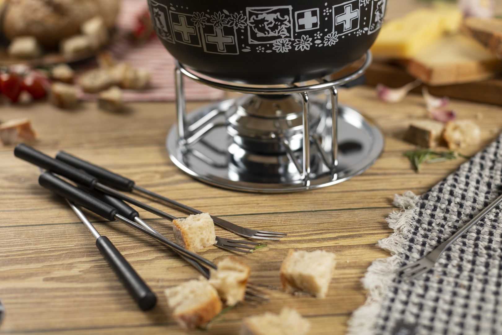 Kuhn Rikon Cheese Fondue Set Swiss Black 23cm