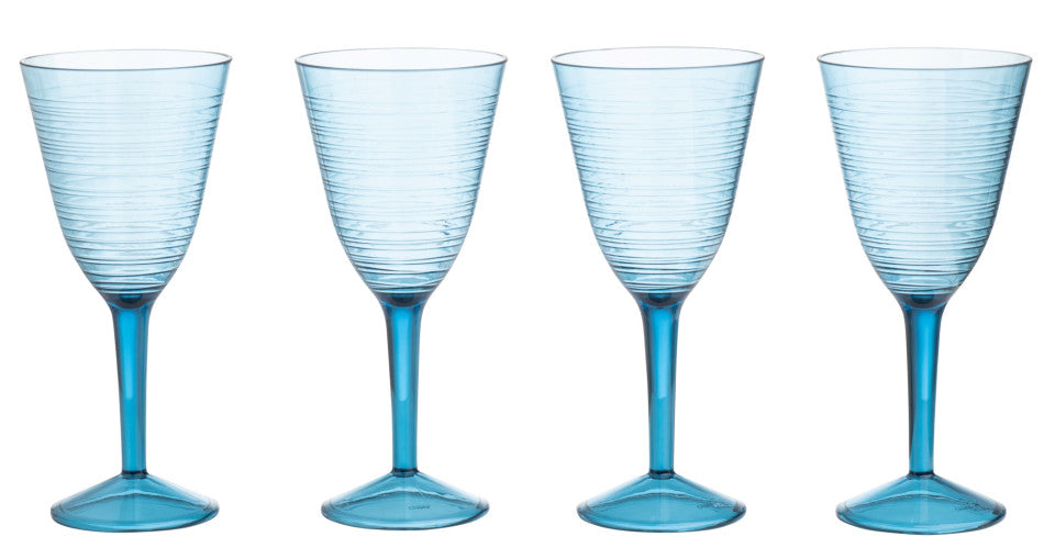 Navigate Linear Blue Wine Glass Set Of 4