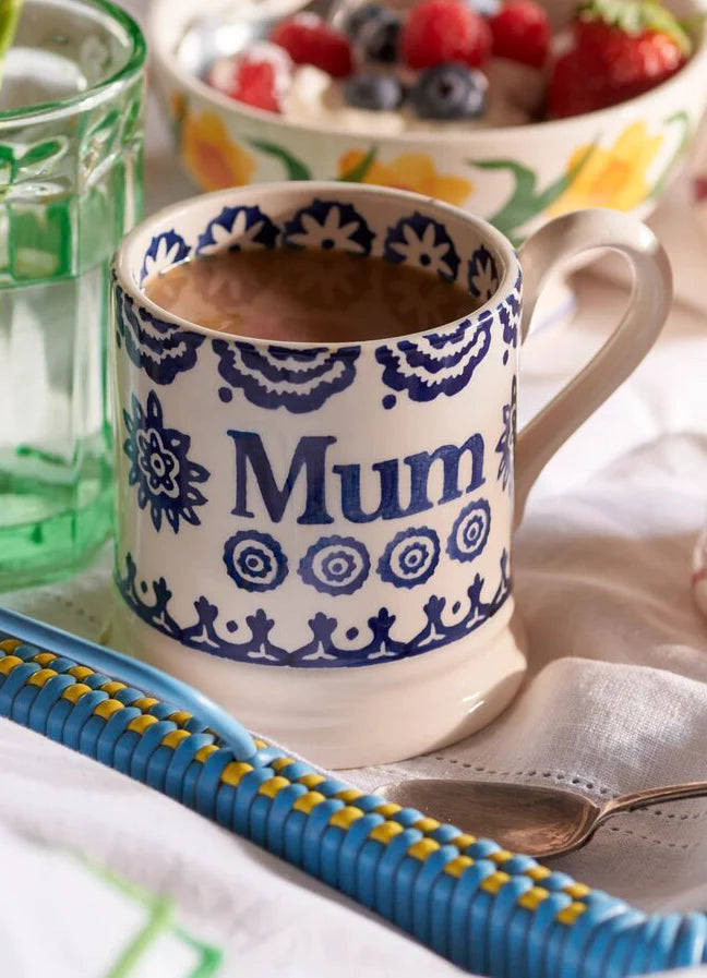 Emma Bridgewater NEW Blue Hen & Border Mum 1/2 Pint Mug