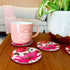 Bean & Bemble Coaster Round Melamine Wood Summer Poppies Grey Floral Pattern