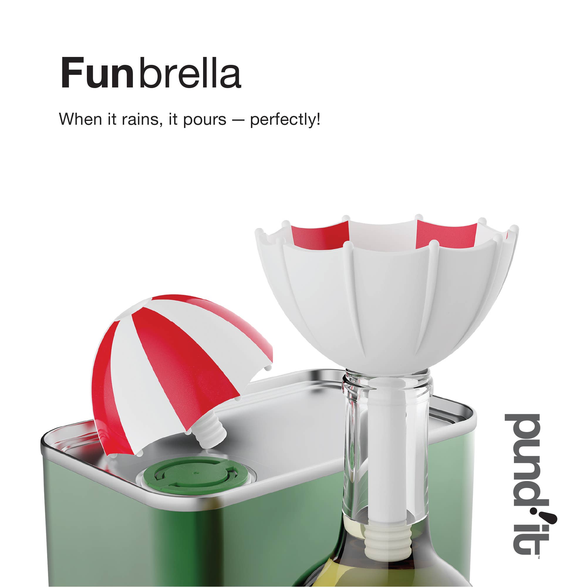 Fox Run Pund'it Funbrella, 3.5" Silicone Umbrella Themed Funnel