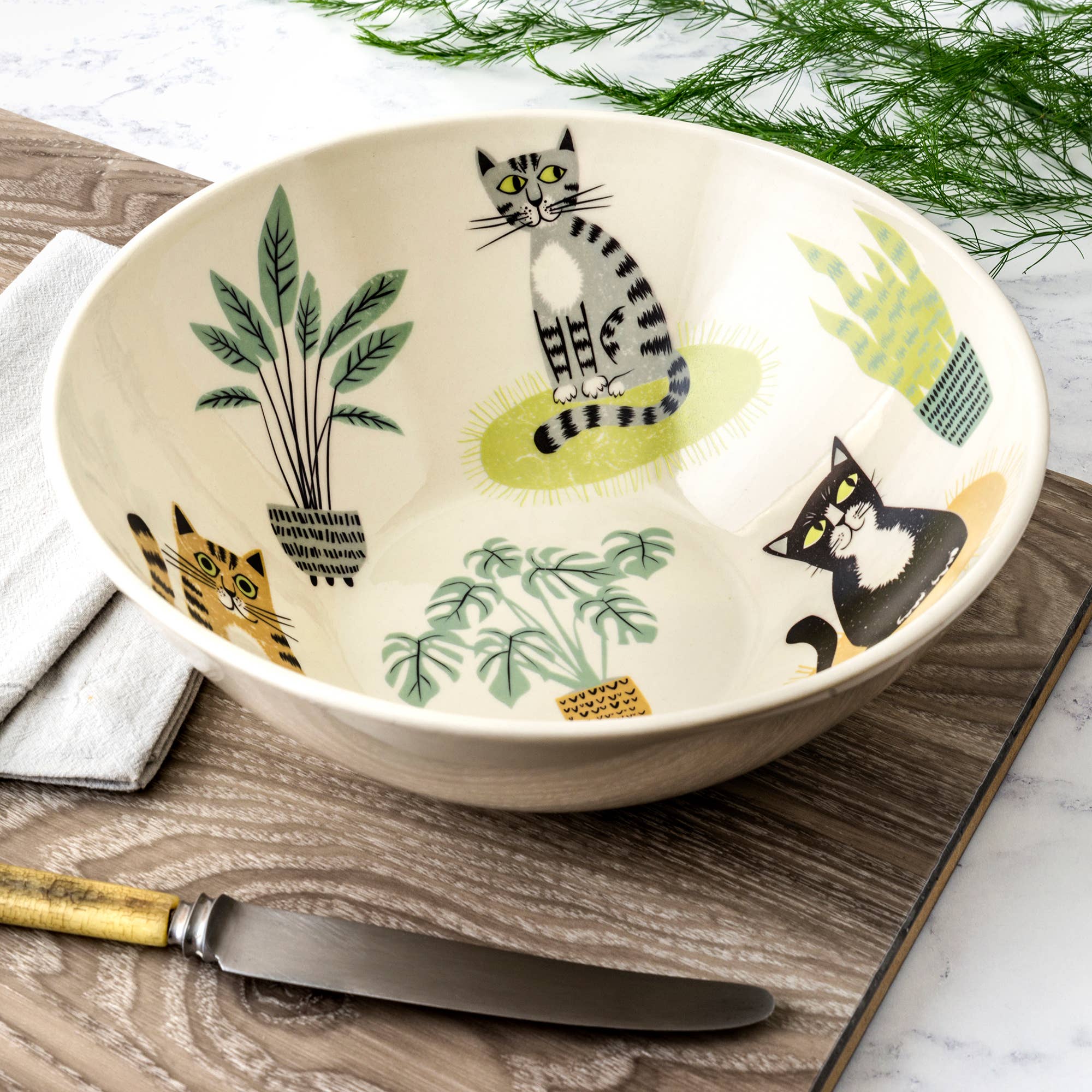 Hannah Turner Handmade Ceramic Cat Serving Bowl
