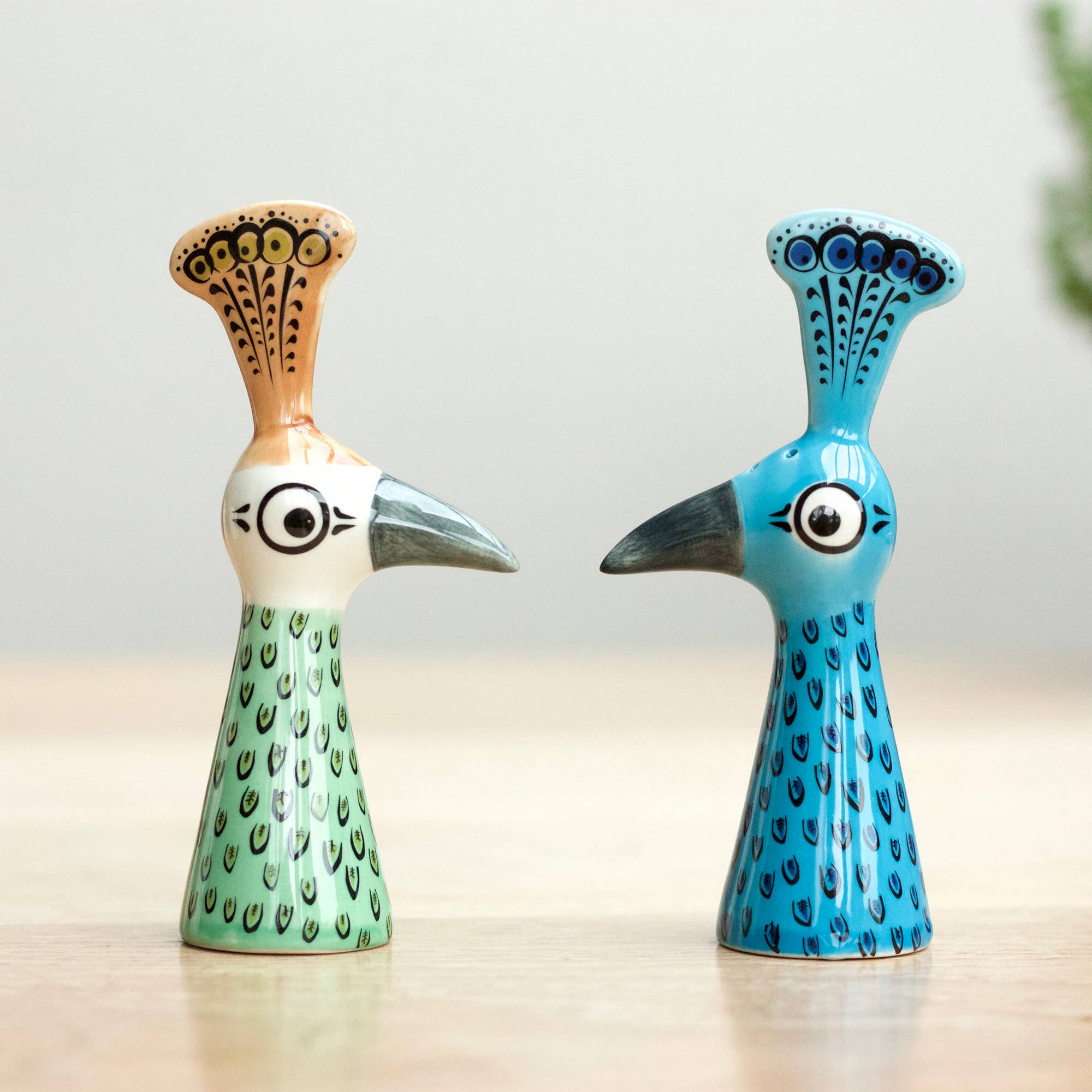 Hannah Turner Peacock Salt and Pepper Shakers