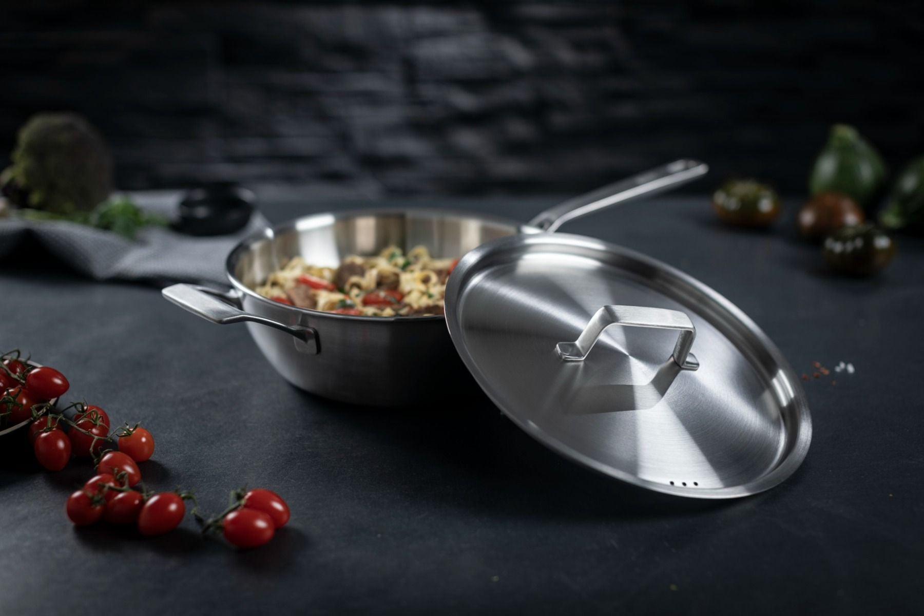 Kuhn Rikon Culinary Fiveply Chef's Pan with lid uncoated
