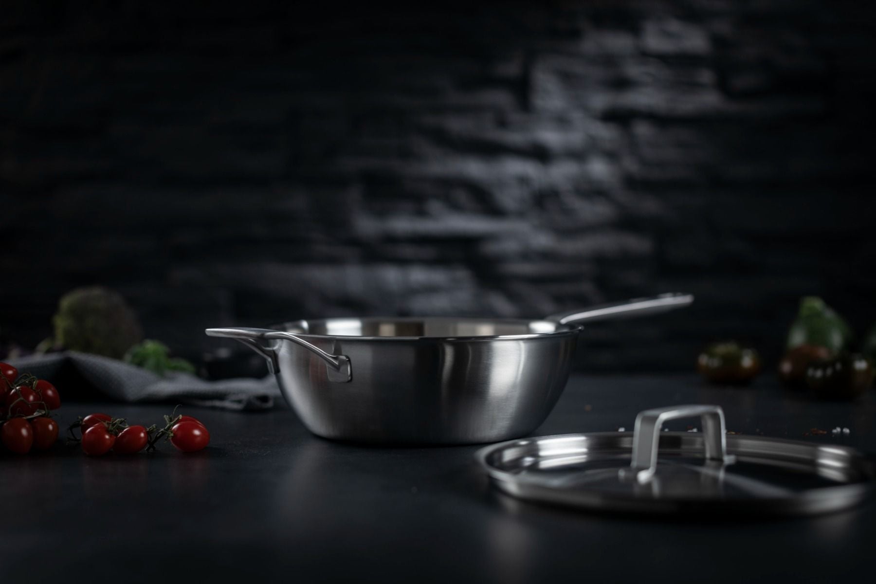 Kuhn Rikon Culinary Fiveply Chef's Pan with lid uncoated