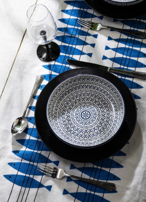 Mikasa Blue Mediterranean Stoneware Bowl, 900ml, 21 x 5cm