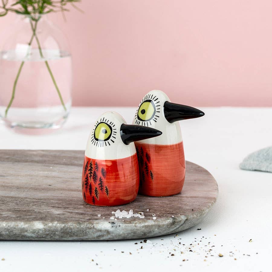 Hannah Turner Bird Salt and Pepper Shakers Red