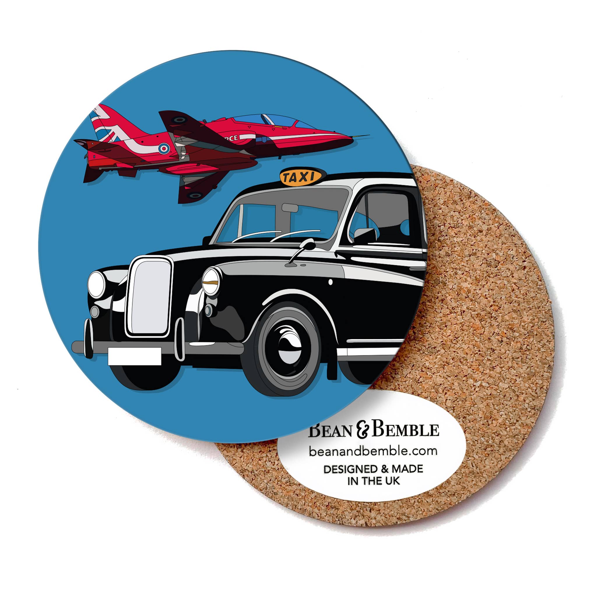 Bean & Bemble Coaster Melamine Wooden London Souvenir - Black Cab