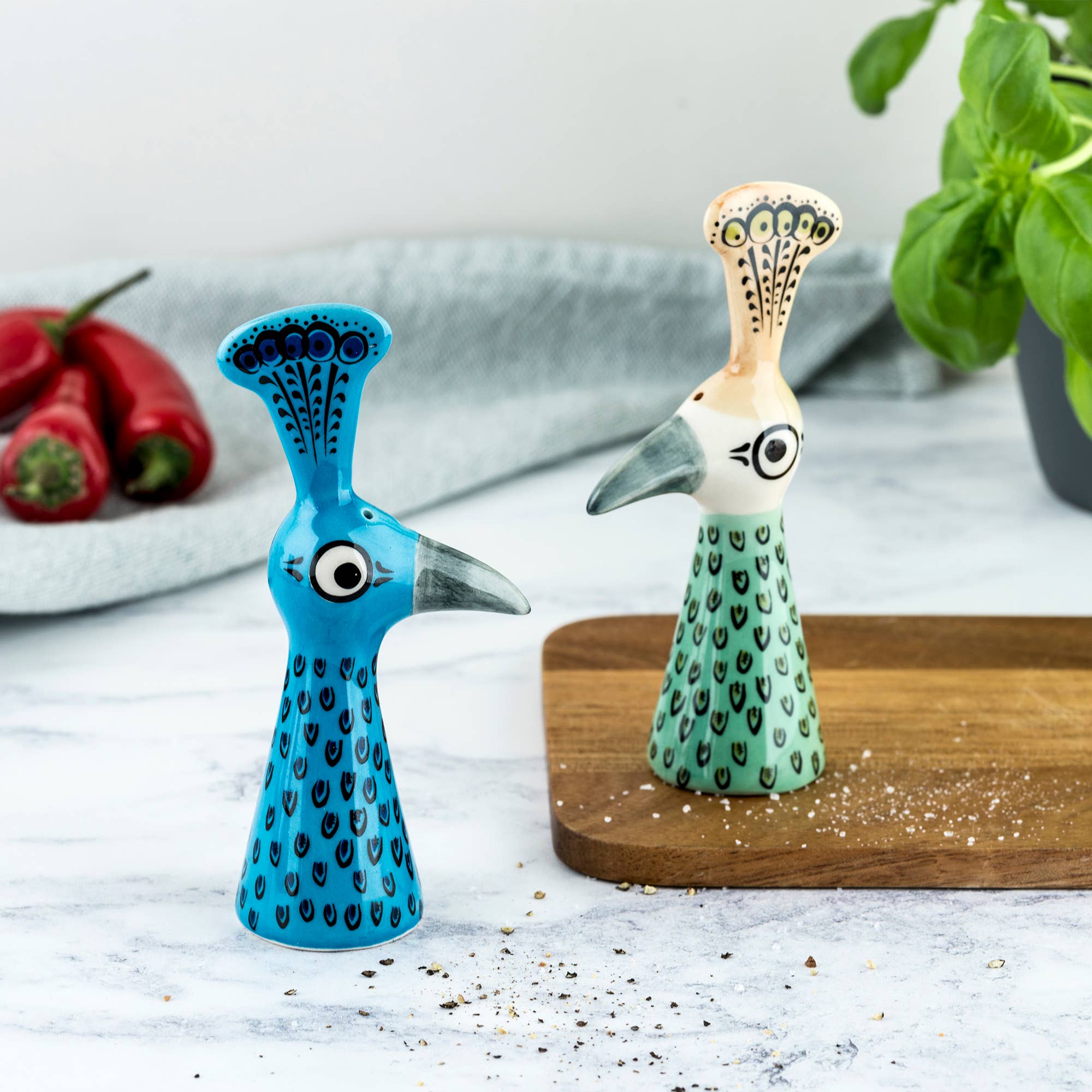 Hannah Turner Peacock Salt and Pepper Shakers