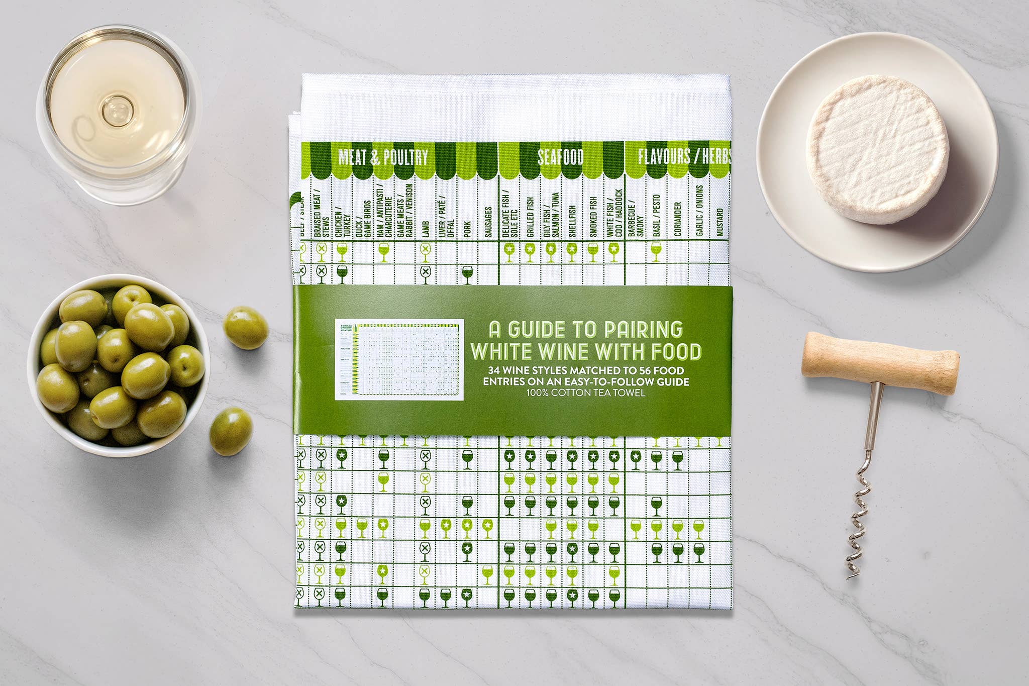 Studio Gardiner A Guide to Pairing White Wine with Food Tea Towel