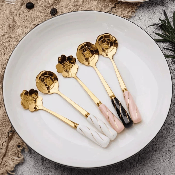 Ceramic Handle Stainless Steel Dessert Spoon