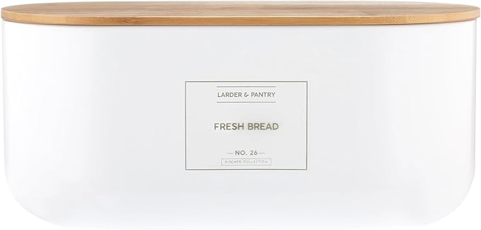 Typhoon Eden Bread Storage, White/Bamboo Lid