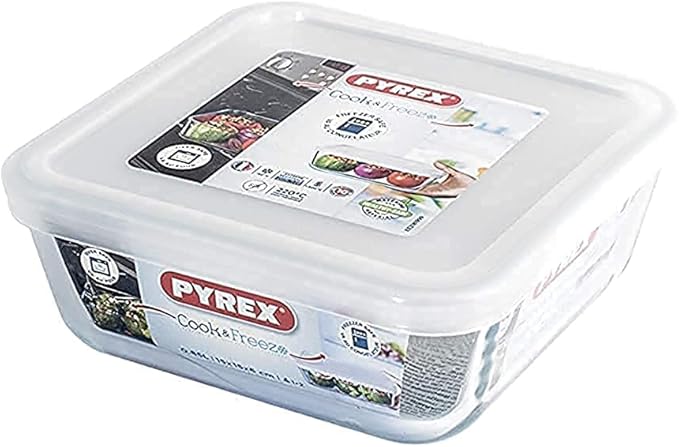 Pyrex Cook & Freeze 0.8L Square Dish with Lid 15cm