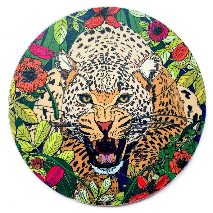 Bean & Bemble Coaster Round Melamine Wood Wild Cat Leopard