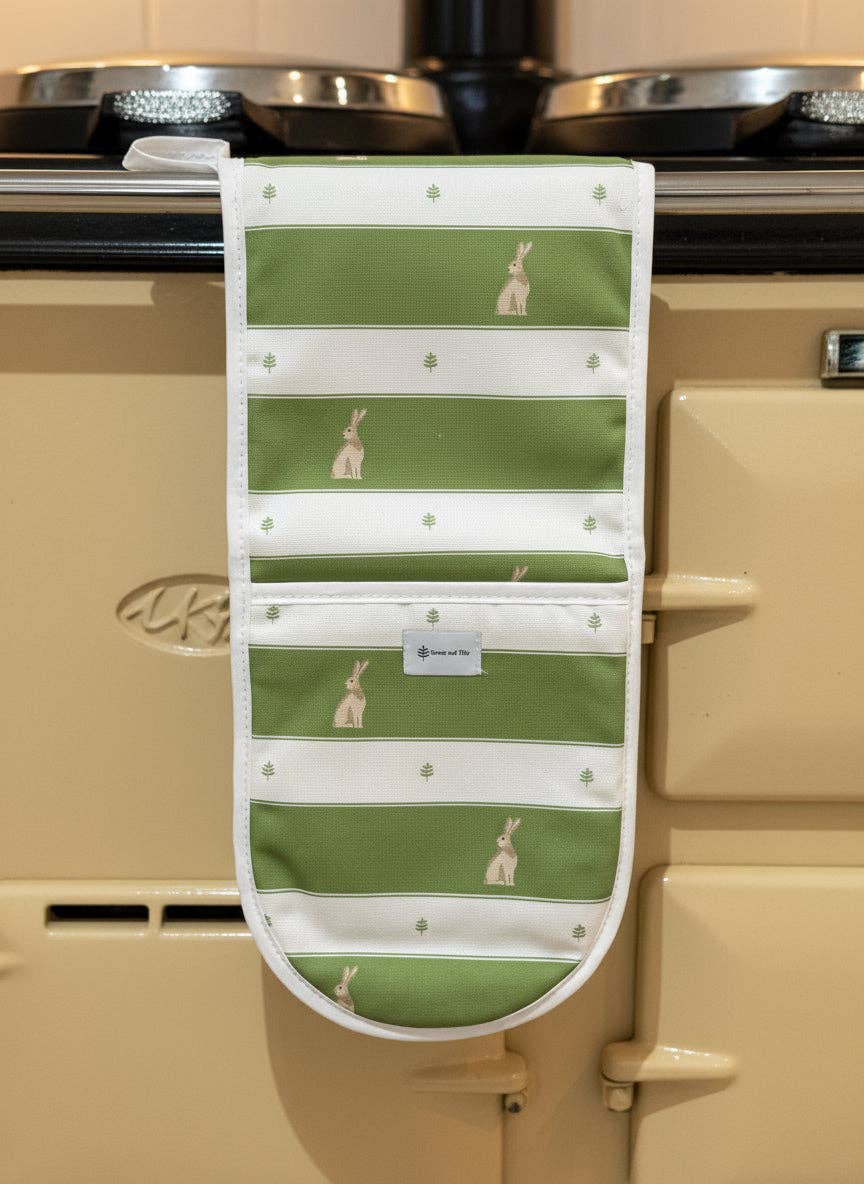 Oscar and Tilly Limited Hare Oven Gloves Milky Blue