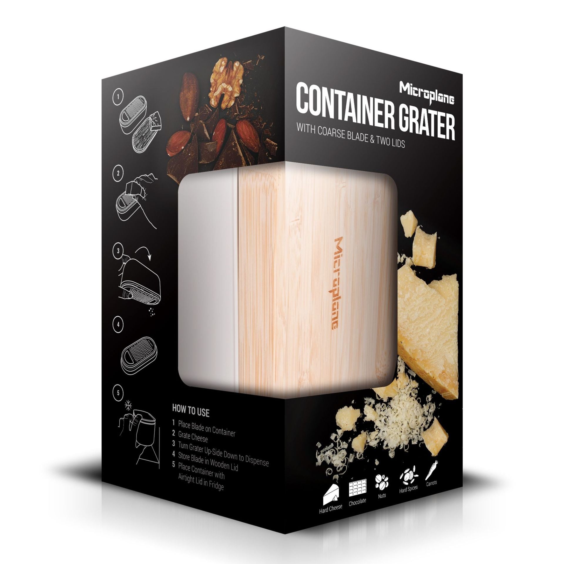 Microplane New Hand Grater with Container Cashmere & Bamboo