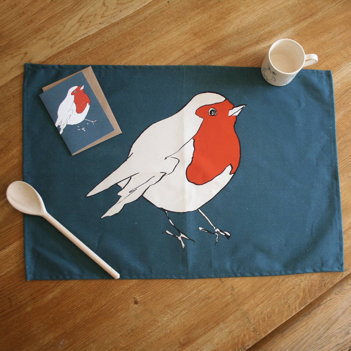 Robin Blue Tea Towel 75cm x 45cm