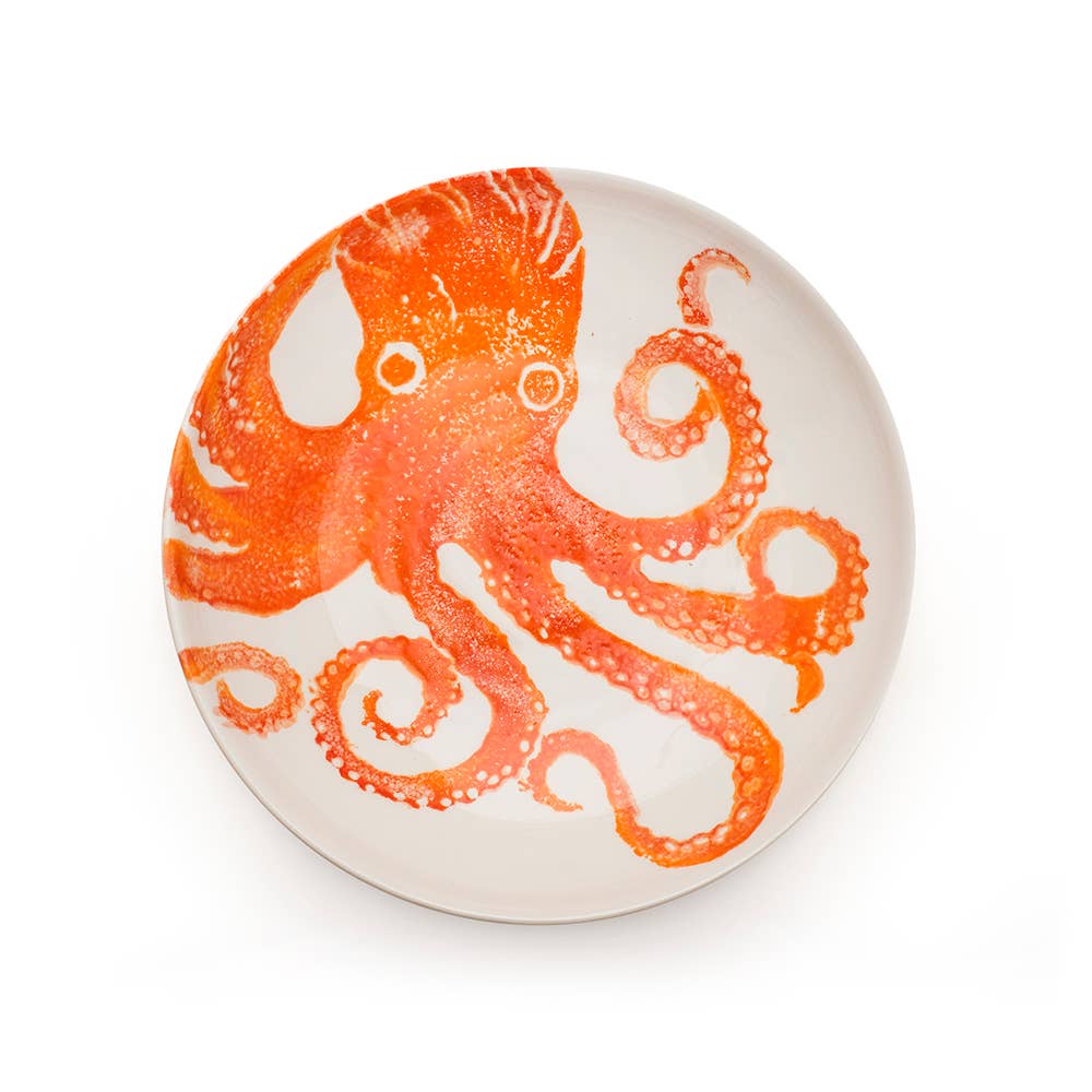 Creatures Supper Bowl Octopus Orange | Ceramic Supper Bowl